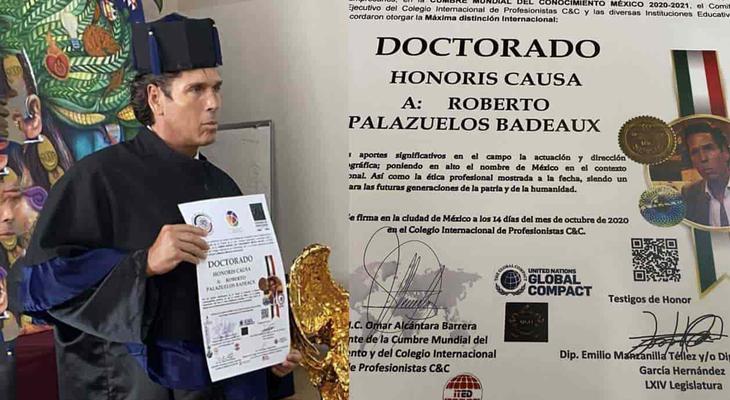 Reacciones a favor y en contra por doctorado a Roberto Palazuelos