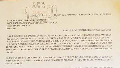 Acusan a director del CEPLC en Izúcar de robar maquinaria