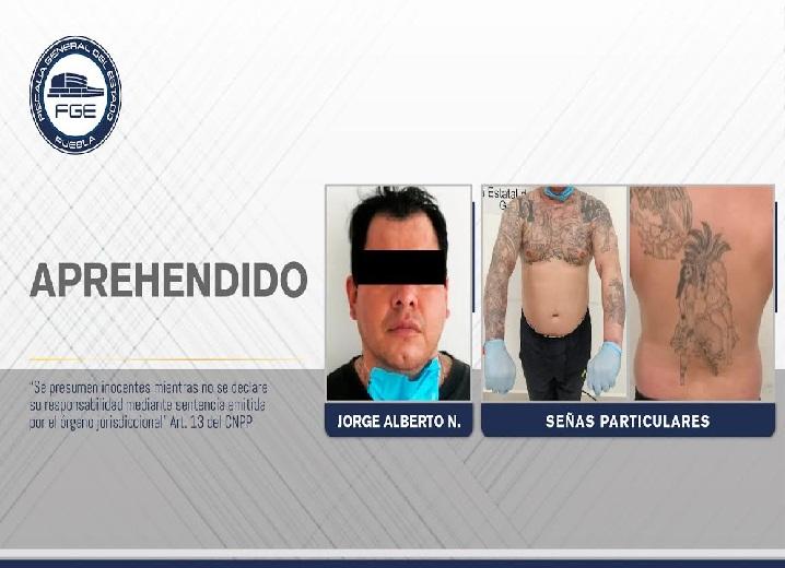 Fiscalía aprehende a El Crazy o Güero Loco en Atlixco