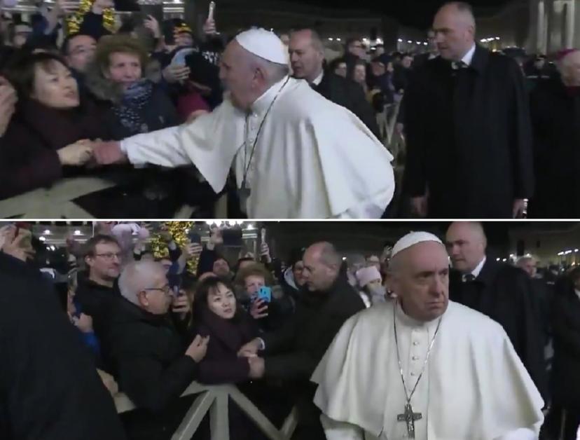 VIDEO Papa le da un manotazo a mujer que se negaba a soltarlo