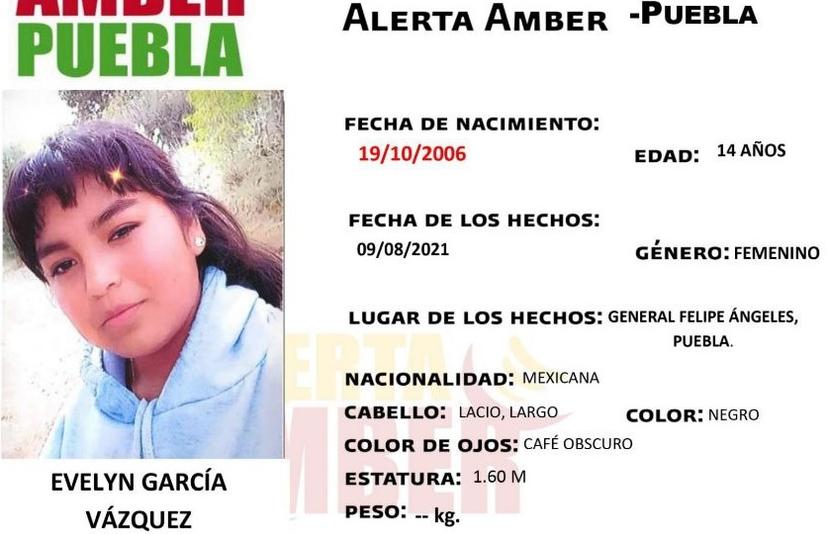 Evelyn desapareció el 9 de agosto en Puebla y alertan para ubicarla