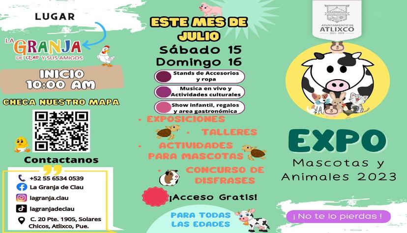 En Atlixco invitan a la Expo Mascotas y Animales