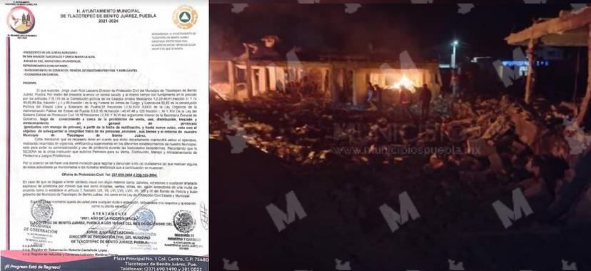 Por explosión en Felipe Ángeles en Tlacotepec prohíben la venta de pirotecnia 