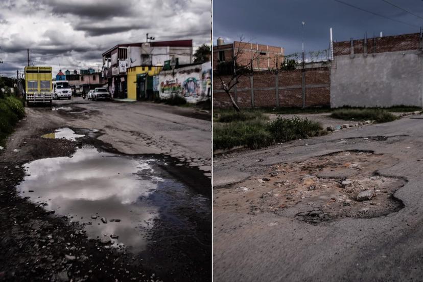 Exhiben calles destrozadas por baches en Huejotzingo