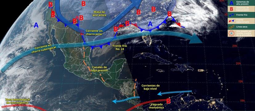 Frente frío y masa de aire ártico generará una onda fría en el norte del país