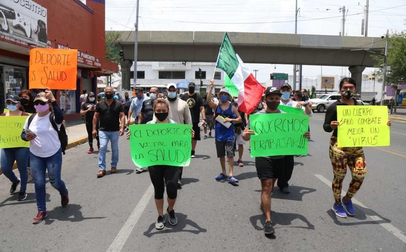 Alistan protesta dueños de gimnasios en calles de Puebla y zona metropolitana