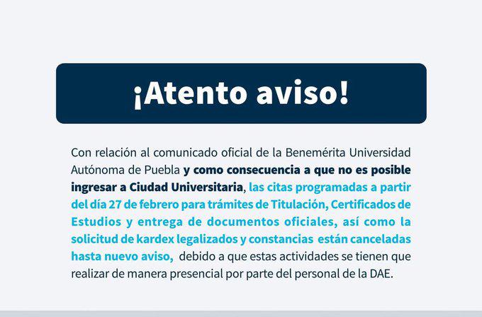 BUAP suspende trámites de titulación y documentos oficiales debido a protestas estudiantiles