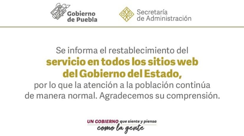 Restablece gobierno del estado funcionamiento de sus sitios web 