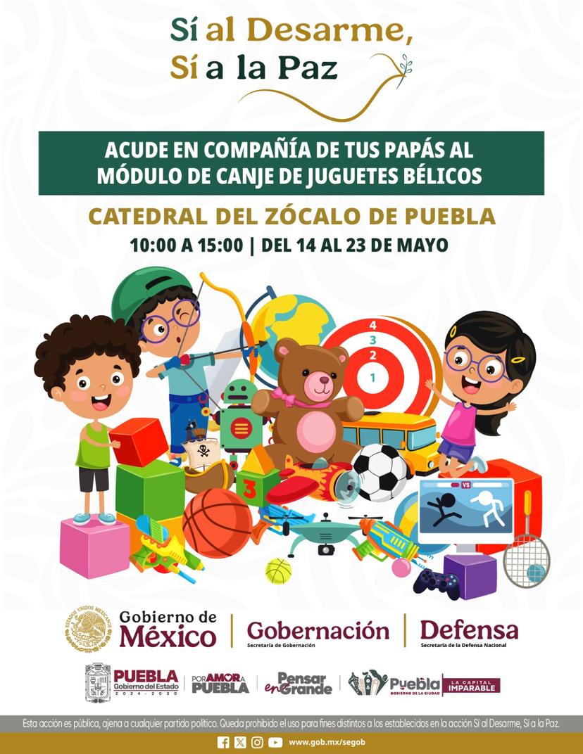 Hoy es el último día para participar en el Canje Voluntario de Armas en Puebla