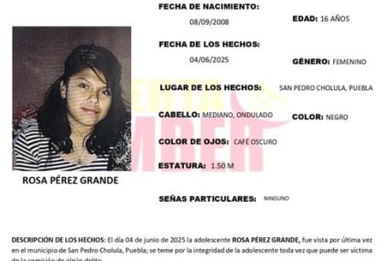 Activan Alerta Amber en Cholula: se busca a Rosa Pérez