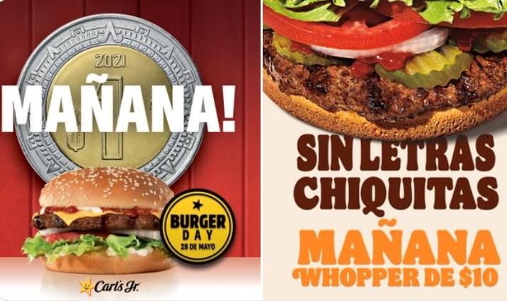 ¡Sí! hoy hamburguesas a 1 y 10 pesos en Carl’s Jr. y Burger King