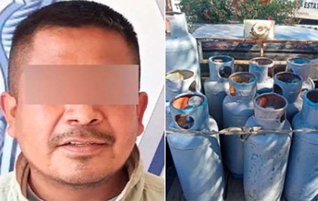 Cae huachigasero con 12 tanques gas LP en Miahuatlán