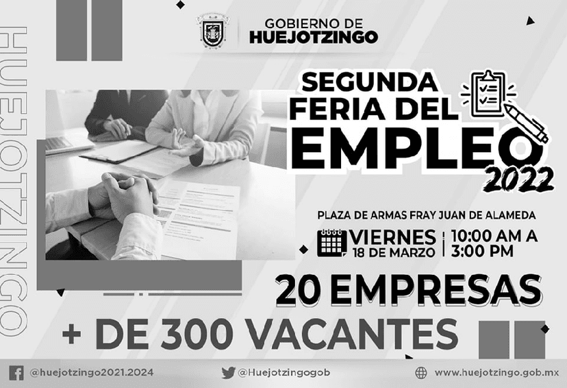 Si buscas empleo el municipio de Huejotzingo ofertará vacantes