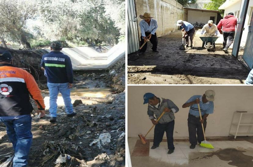 PC de Huejotzingo limpia casas afectadas por desbordamiento del río