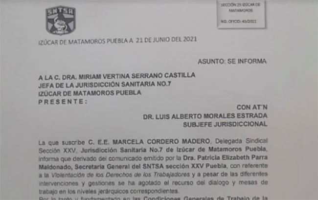 Alistan huelga de trabajadores de la salud en la zona de Izúcar