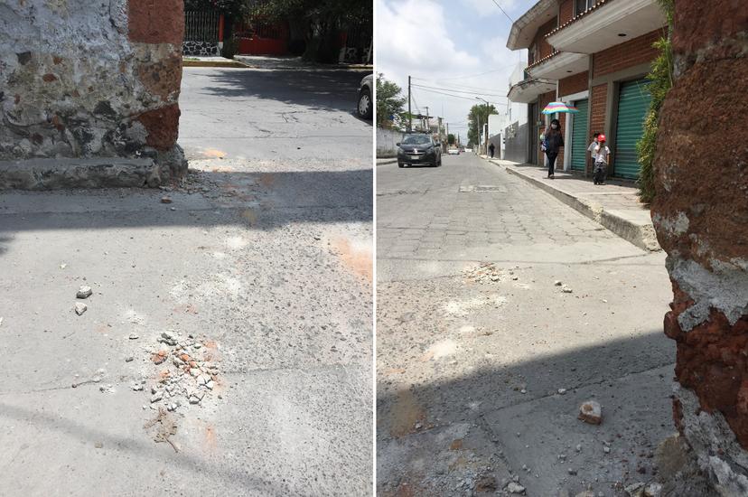 Ladrillos desprendidos de acueducto casi matan a uno en Atlixco