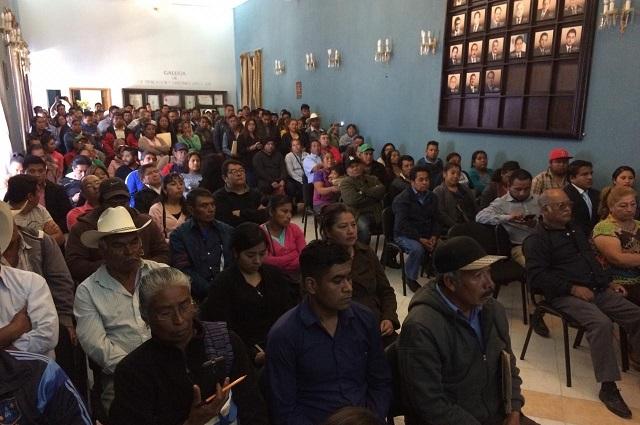 Edil pide respeto a contendientes en juntas auxiliares de Atlixco