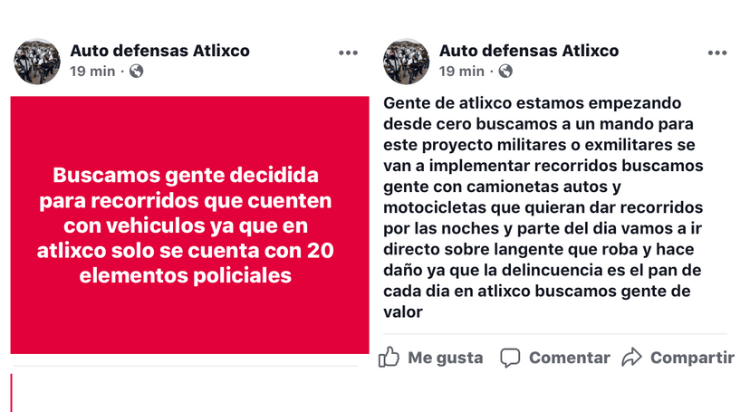 Convocan a formar autodefensas por inseguridad en Atlixco