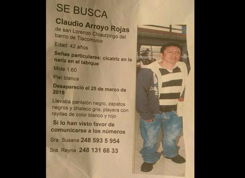 Buscan a Claudio, lleva un mes desaparecido en Chiautzingo