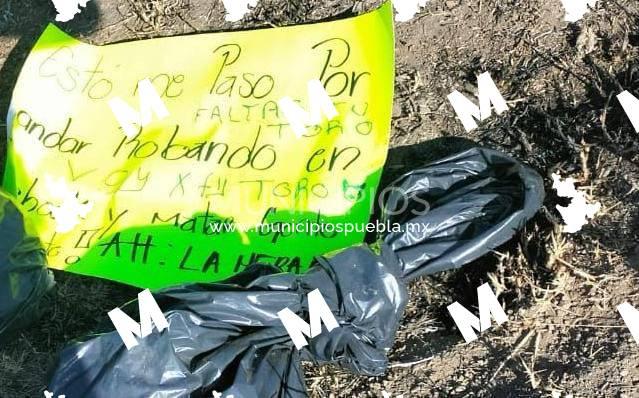 Decapitado y con narcomensaje dejan cadáver en Teotlalcingo