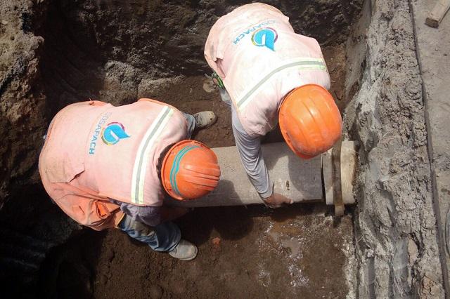 Repara SOSAPACH fuga de agua en San Pedro Cholula