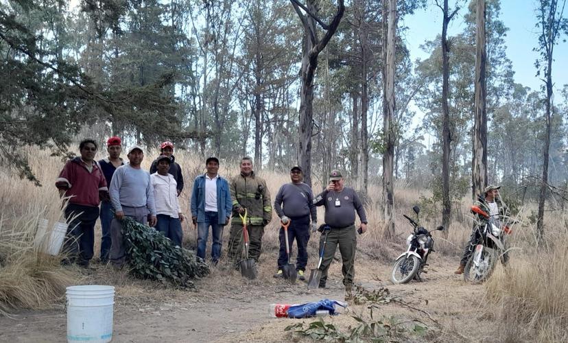 Sofocan incendio del cerro de San Francisco en Texmelucan