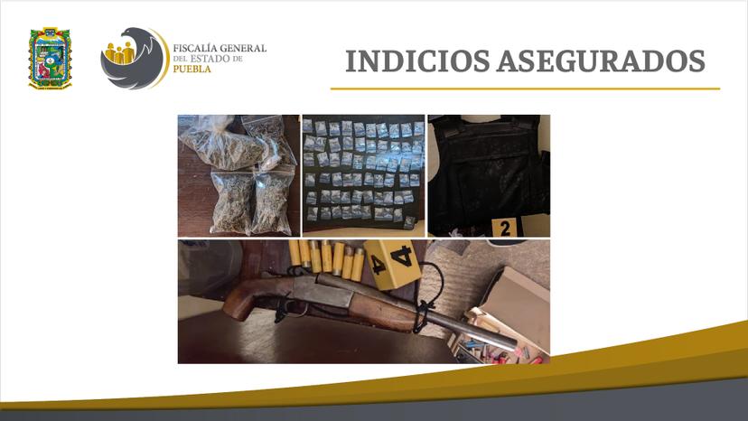 Catean inmueble en Juan C. Bonilla y confiscan drogas y un arma