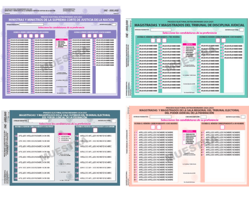 INE: así serán las boletas para elegir cargos del Poder Judicial