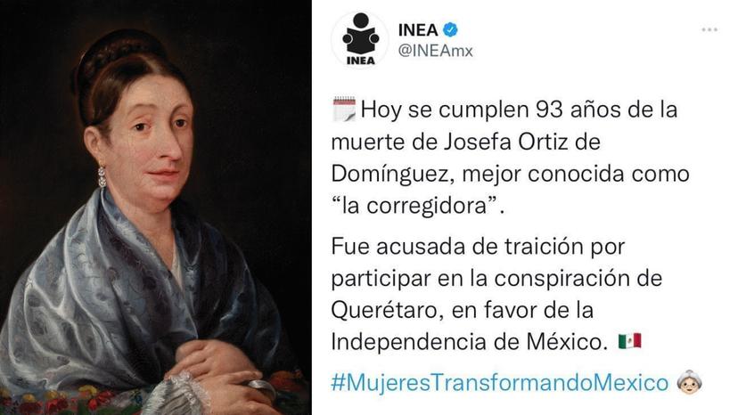 Tunden al INEA por error en publicación sobre Josefa Ortiz de Domínguez