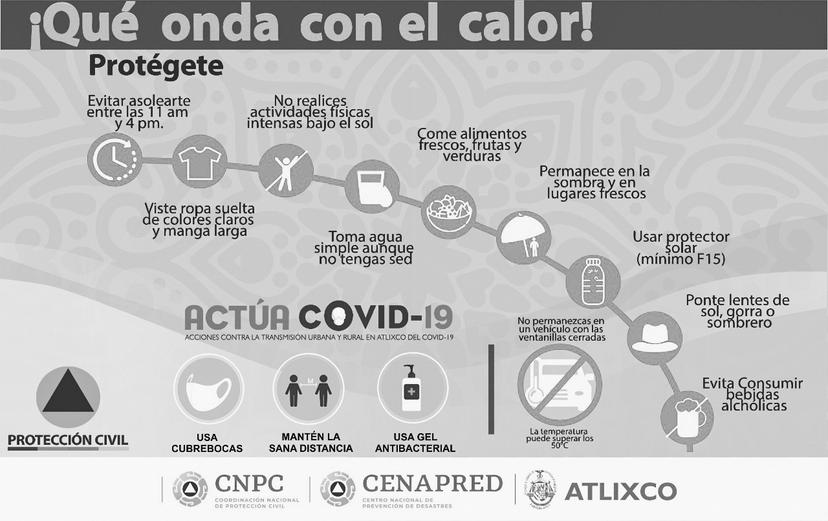 Protección Civil de Atlixco emite recomendaciones por Covid en temporada de calor