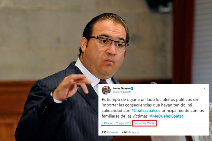 Desde la cárcel Duarte twittea sobre matanza en Coatzacoalcos