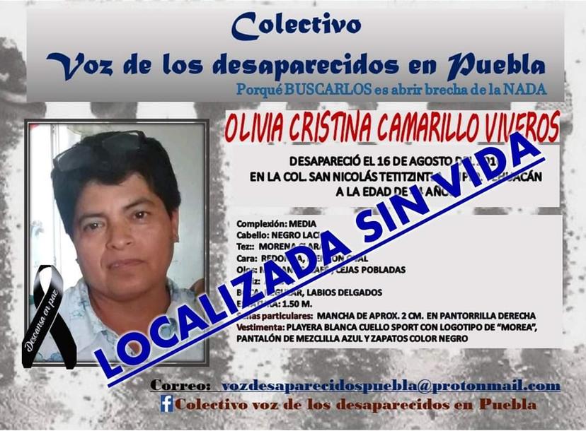 Tras 5 años de estar desaparecida en Tehuacán, localizan sin vida a Olivia Cristina 