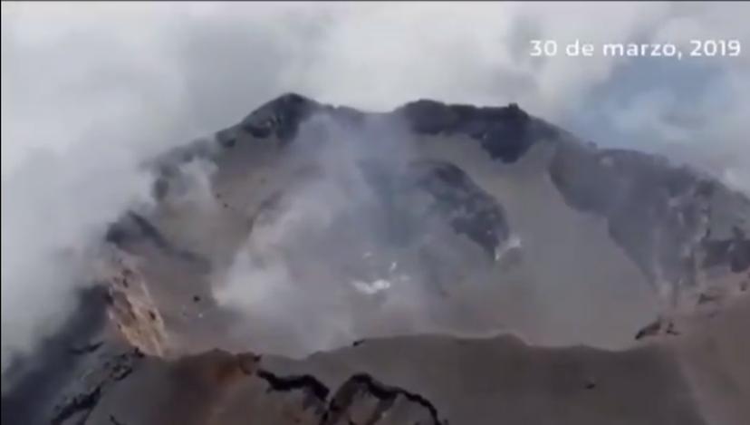 VIDEO Creció 50 metros el cráter interno del Popocatépetl