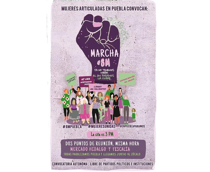 Así se coordinan mujeres para la marcha del 8 de marzo en Puebla