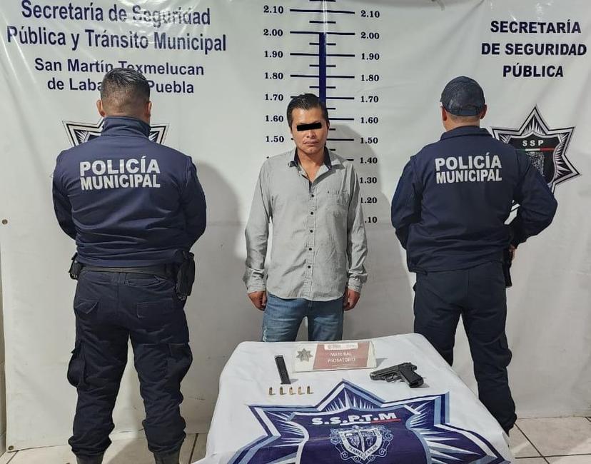 Lo detienen en Texmelucan por amenazar con pistola en mano