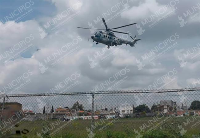 Por balaceras, aterriza helicóptero de la Marina en centro de Tepeaca 