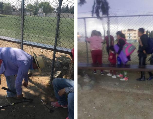 Rompen mallas de canchas deportivas y violan restricción por contingencia en Tlalancaleca 