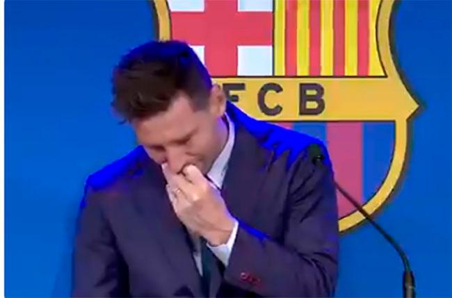 VIDEO Messi llora en despedida del Barcelona