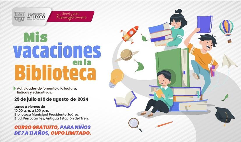 Niños atlixquenses a leer con Mis Vacaciones en la Biblioteca