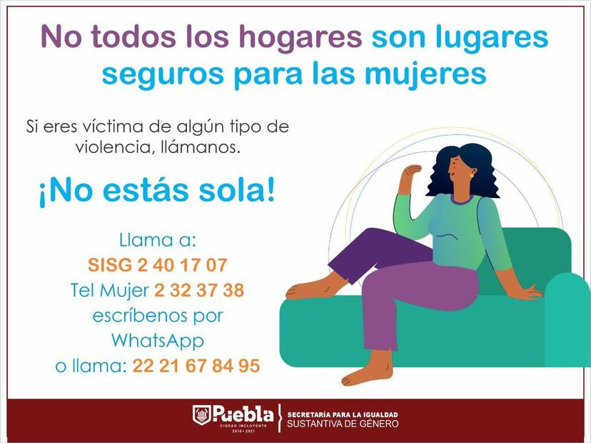 Ayuntamiento de Puebla ha atendido 432 casos de violencia a mujeres durante cuarentena