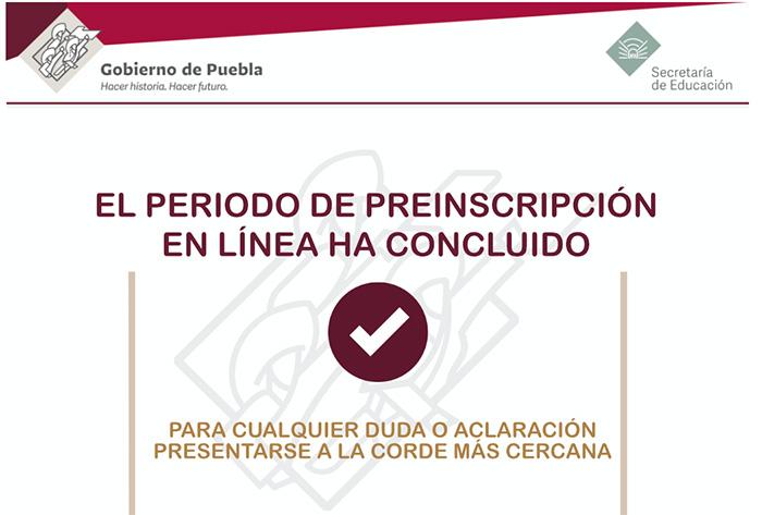 Amplía SEP Puebla periodo de preinscripciones para educación básica