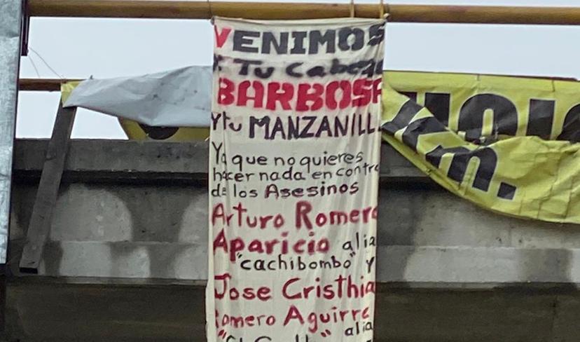 Cartel Nueva Z amenaza con narcomanta a Barbosa y Manzanilla