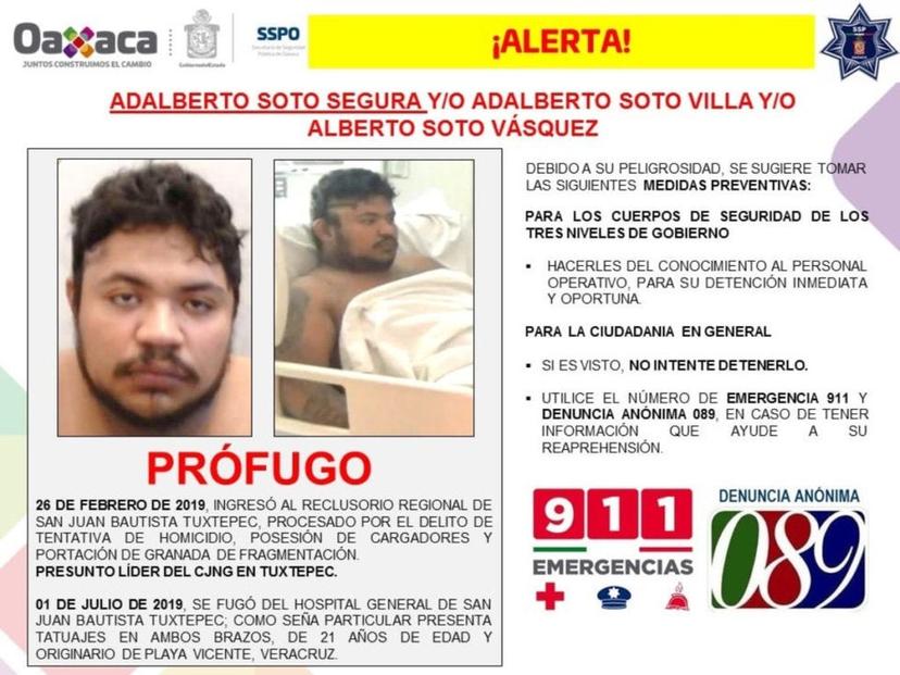 Peligroso líder del CJNG se escapa de hospital en Oaxaca