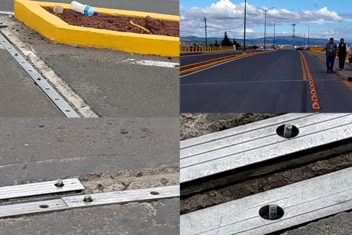 VIDEO Layón arriesga a conductores con obras inconclusas en Texmelucan