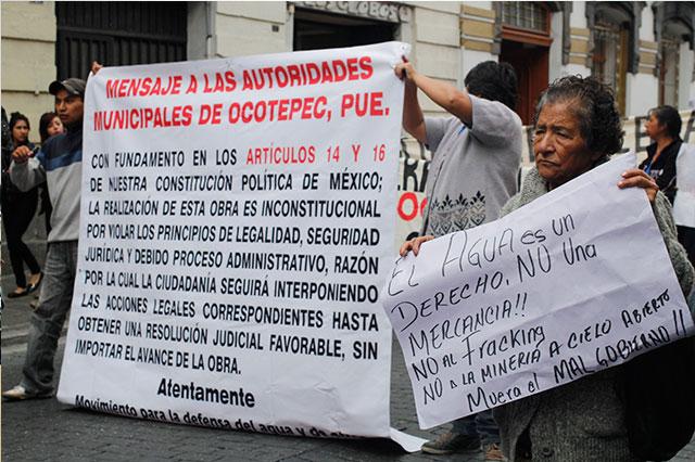 Marchan contra incursión de Living Water en Ocotepec