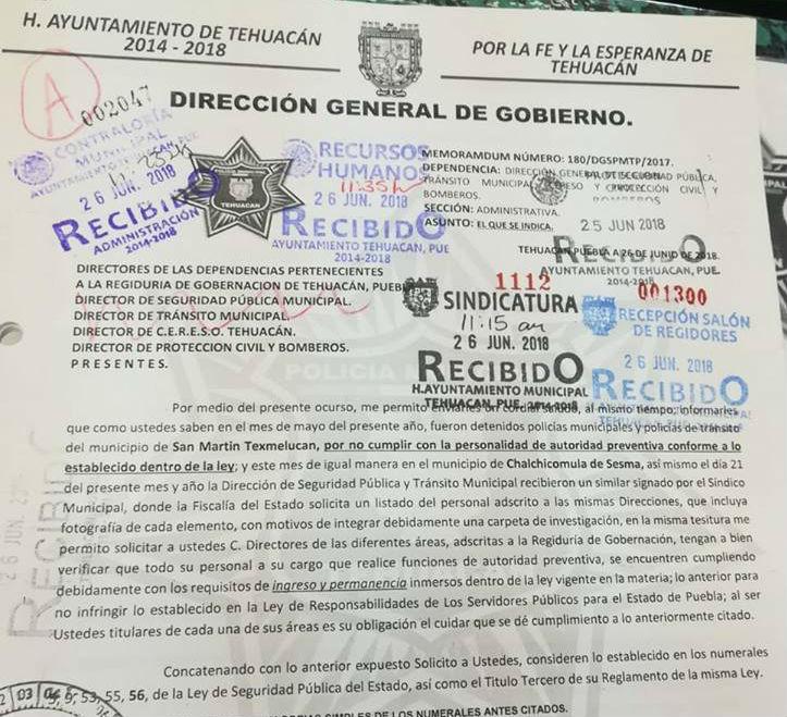 Mandos en Tehuacán sí fueron notificados para verificar personal de seguridad