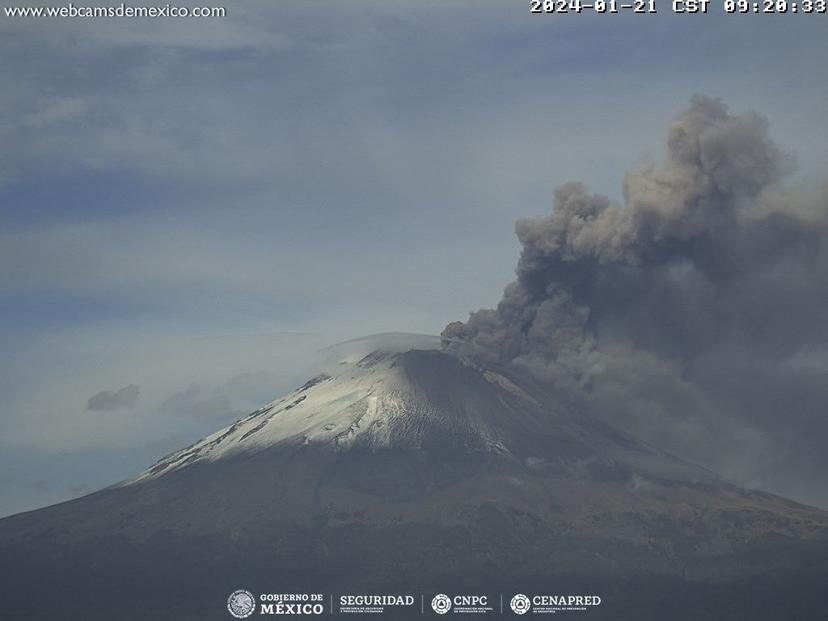 Popocatépetl registra 1255 minutos y 27 exhalaciones en 24 horas