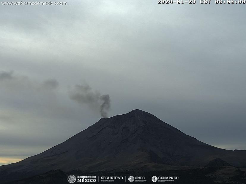 Popocatépetl registra 1 205 minutos de tremor y siete exhalaciones