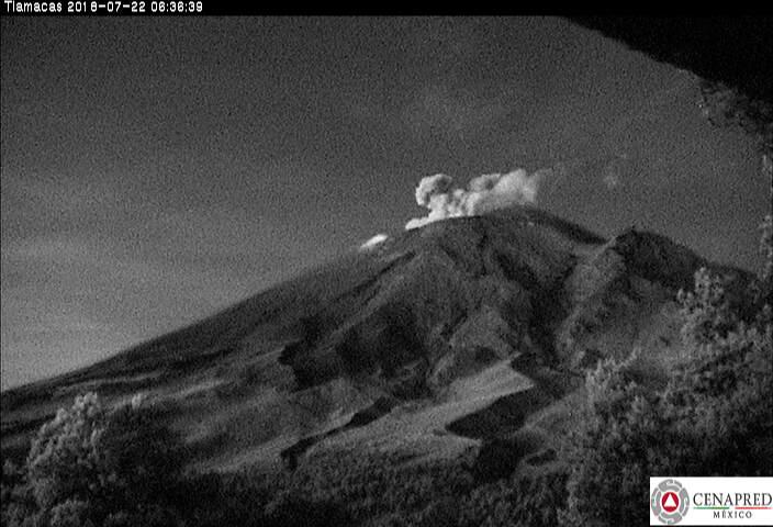 Registra Cenapred 5 explosiones y 47 exhalaciones del Popocatépetl