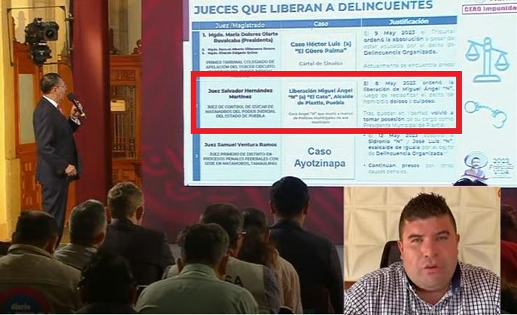 Exhiben con AMLO a juez que liberó a edil de Piaxtla, Miguel Maceda